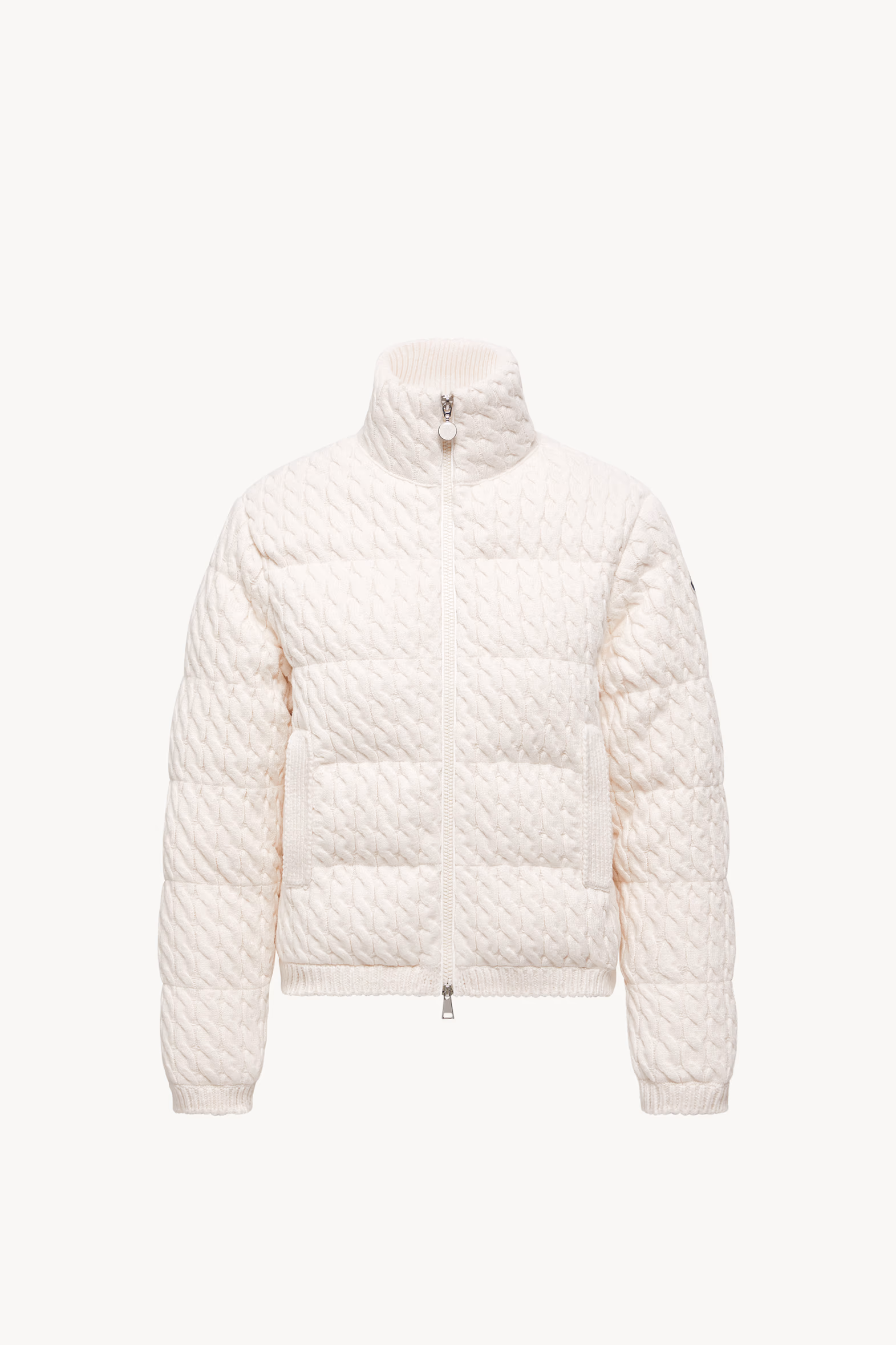 Cardigan zippé matelassé en coton et laine Femmes Blanc Moncler 2